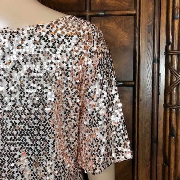 Rose Gold Sequin Bateau NeckTop - Picture 9 of 12